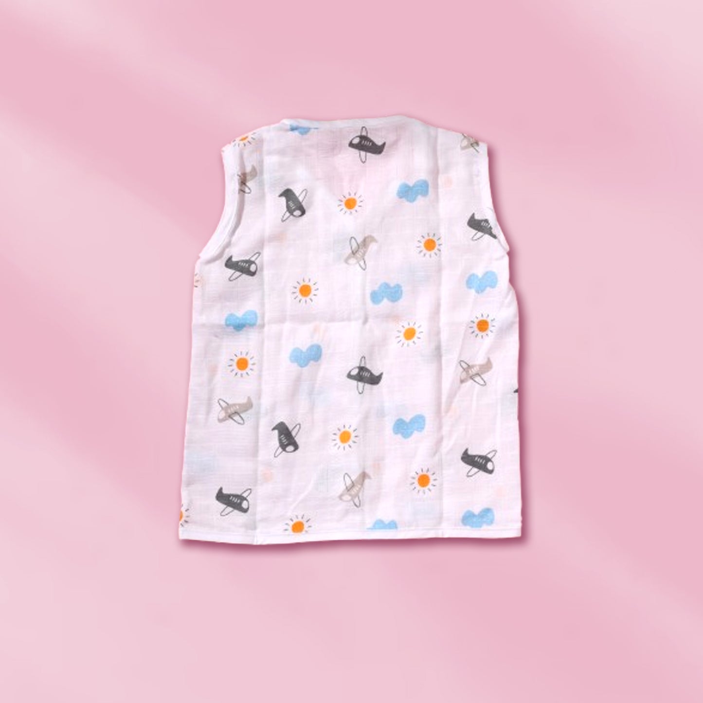 Muslin Sleeveless Jablas button