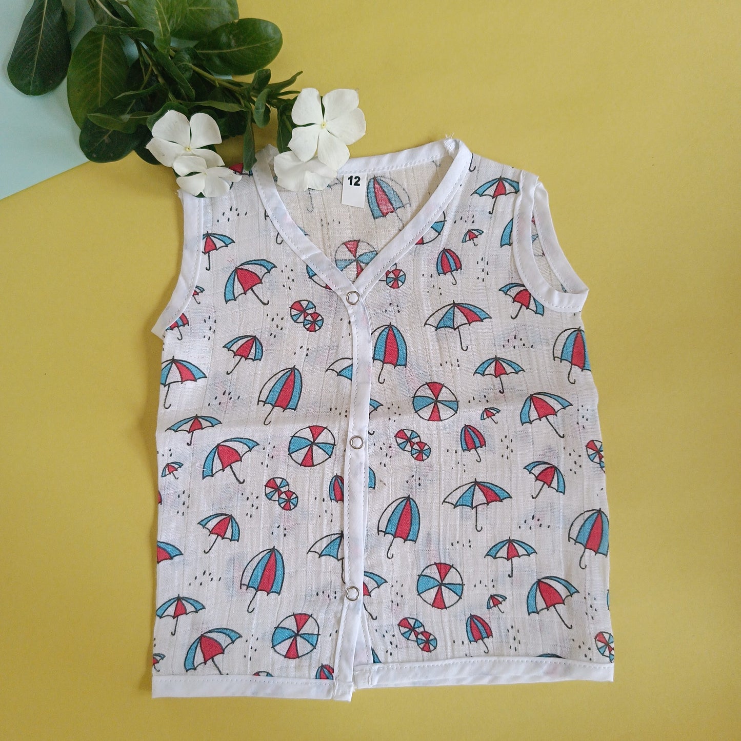 Muslin Sleeveless Jablas button